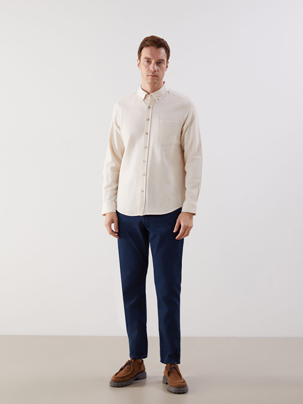 LCWAIKIKI Classic Regular Fit Dobby Pocket Men's Shirt -W5EK96Z8-J1F