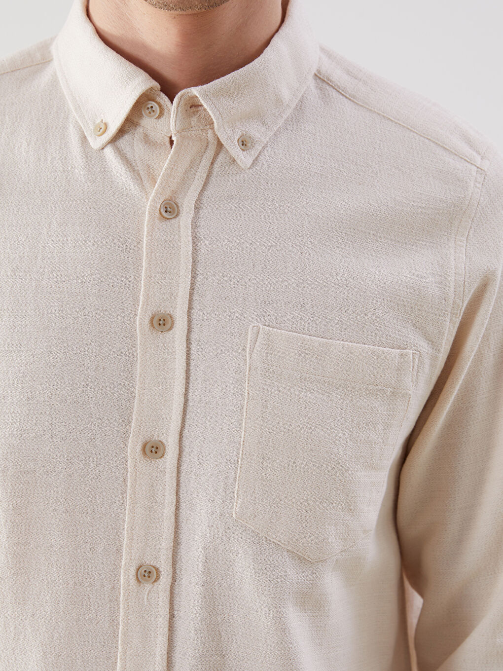 LCWAIKIKI Classic Regular Fit Dobby Pocket Men's Shirt -W5EK96Z8-J1F