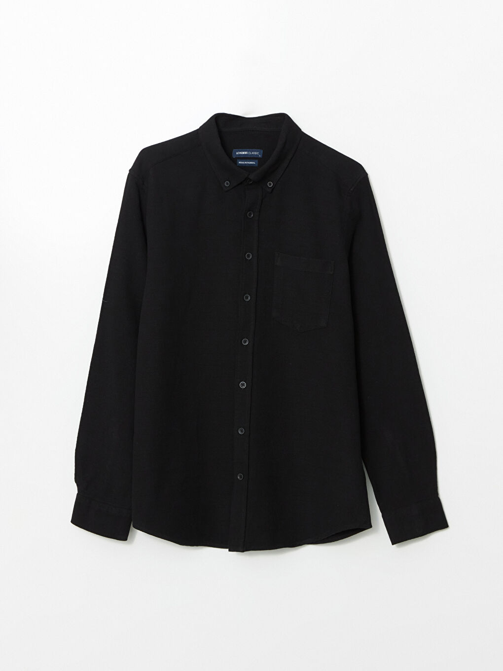 Siyah Regular Fit Armürlü Cepli Erkek Gömlek-4