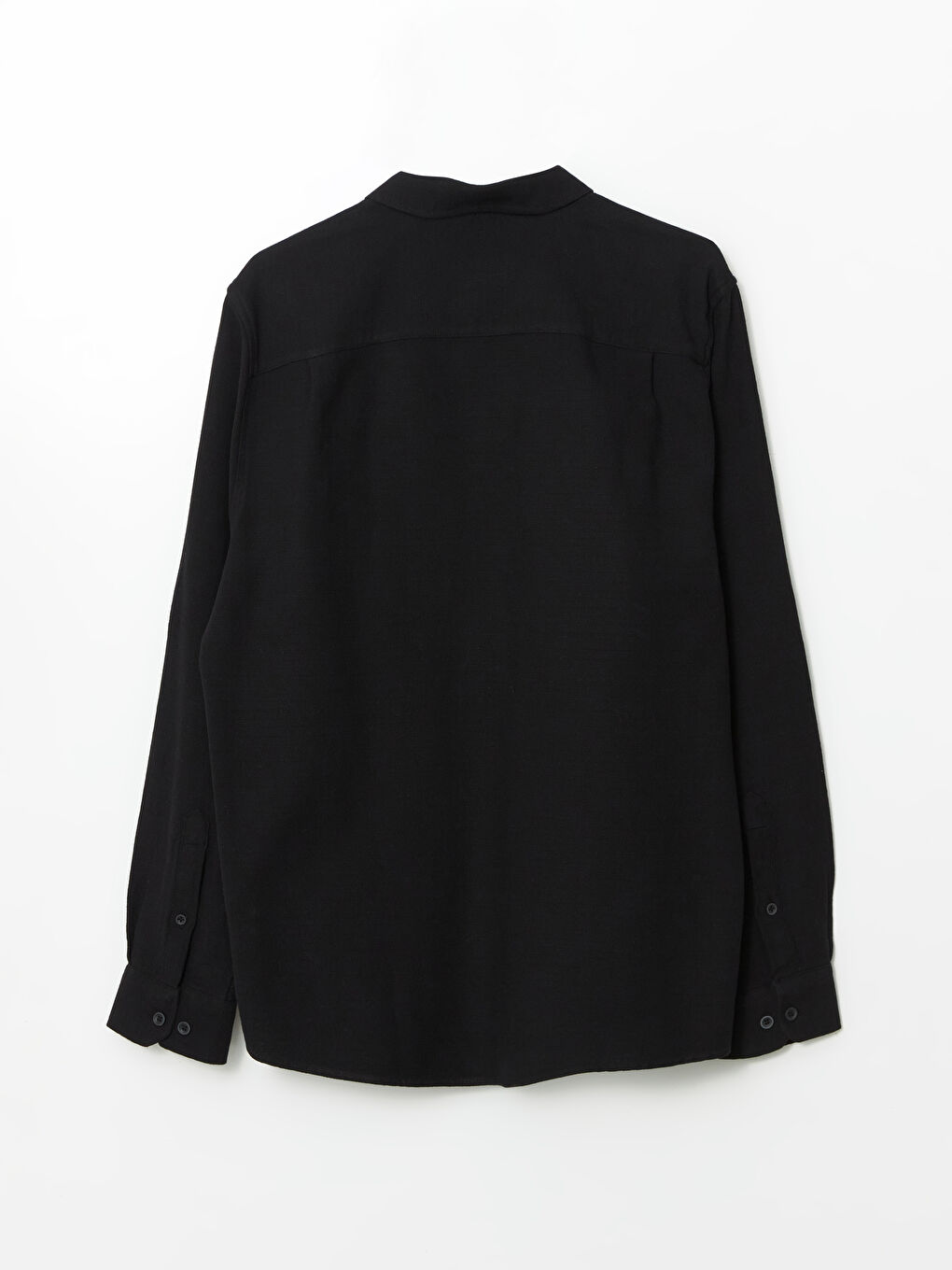 Siyah Regular Fit Armürlü Cepli Erkek Gömlek-5