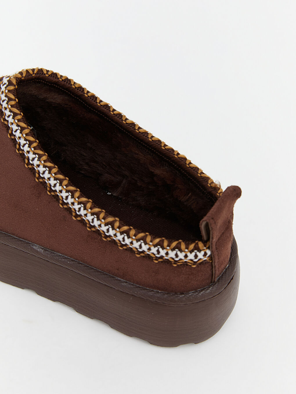 Kahverengi Süet Görünümlü Kadın Ev Ayakkabısı-5