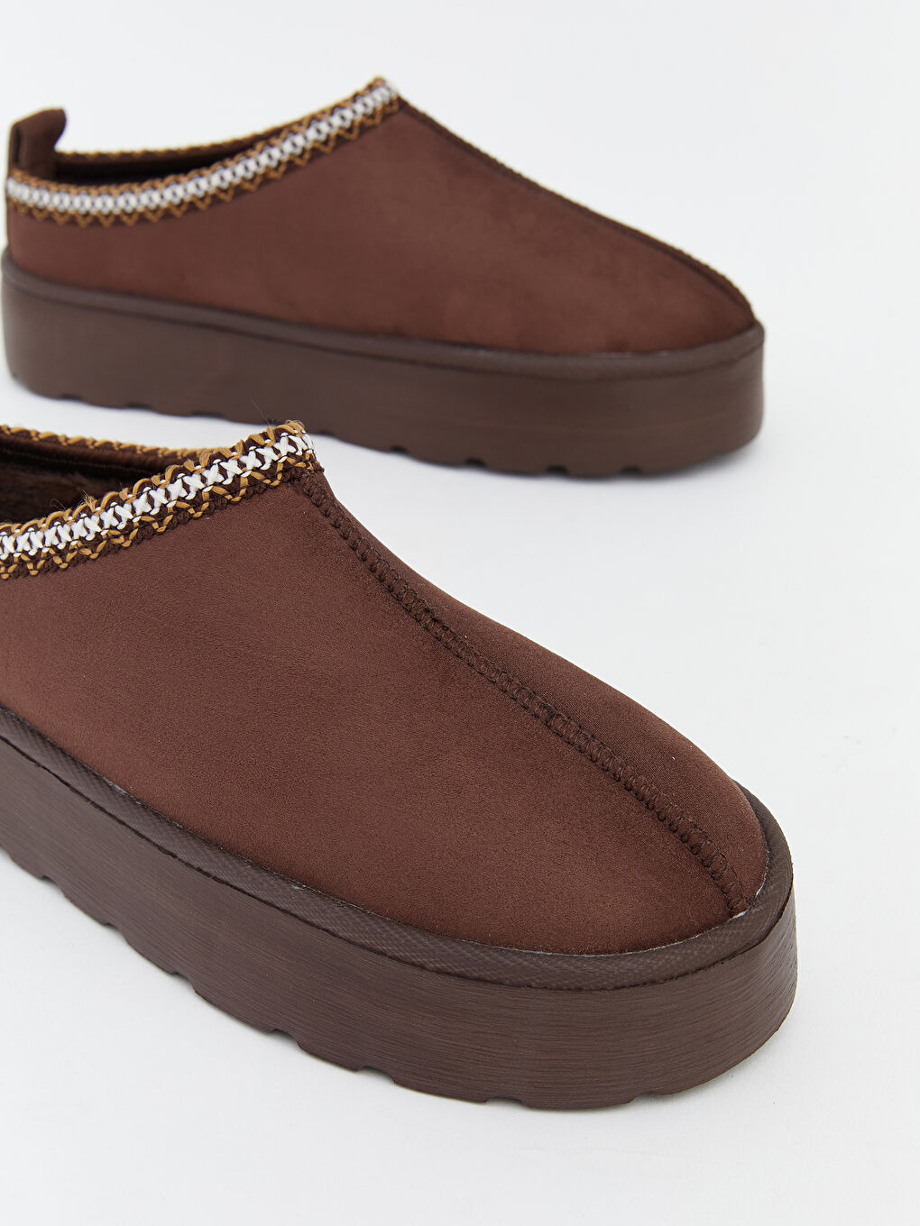 Kahverengi Süet Görünümlü Kadın Ev Ayakkabısı-2