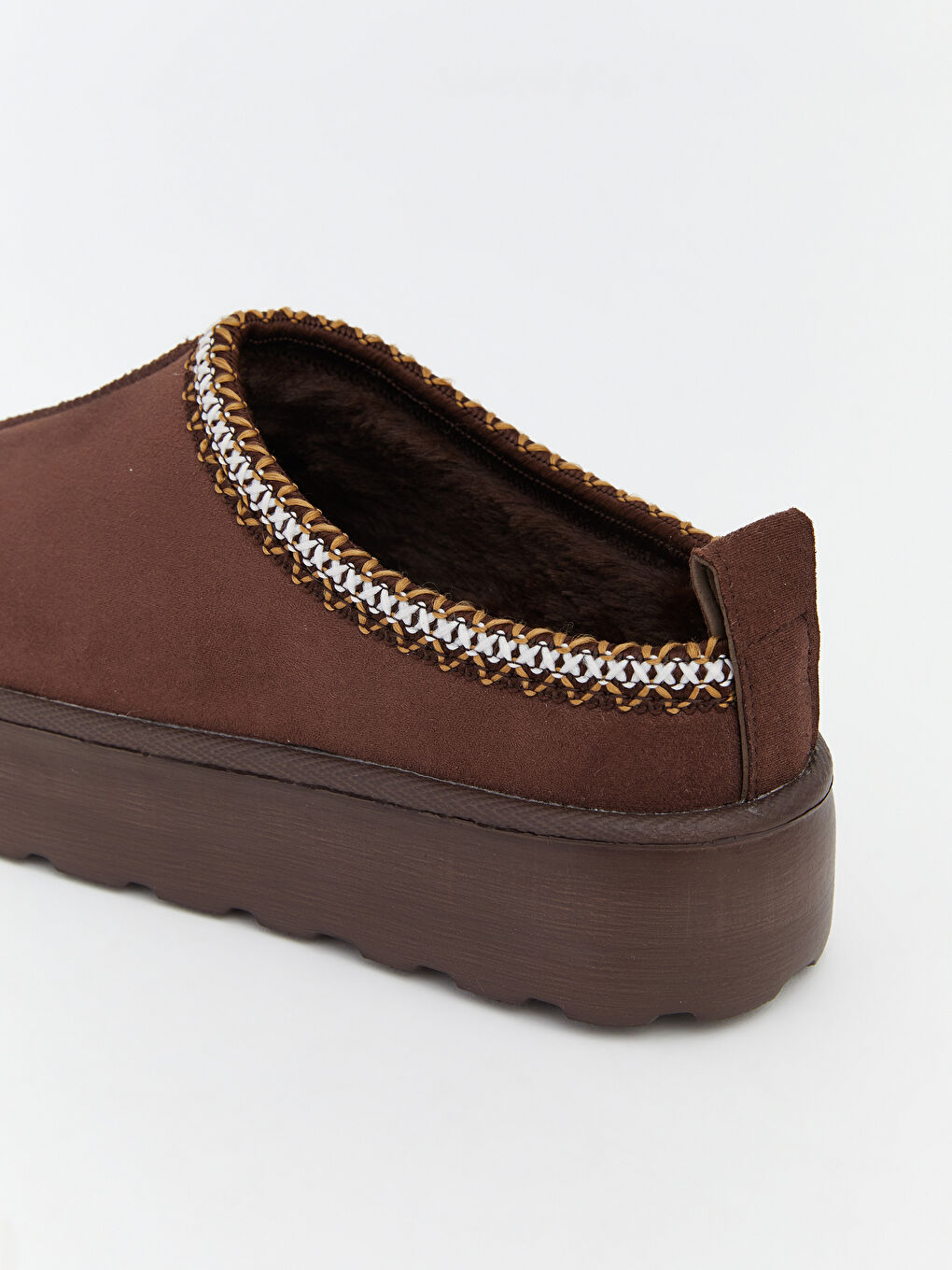 Kahverengi Süet Görünümlü Kadın Ev Ayakkabısı-4