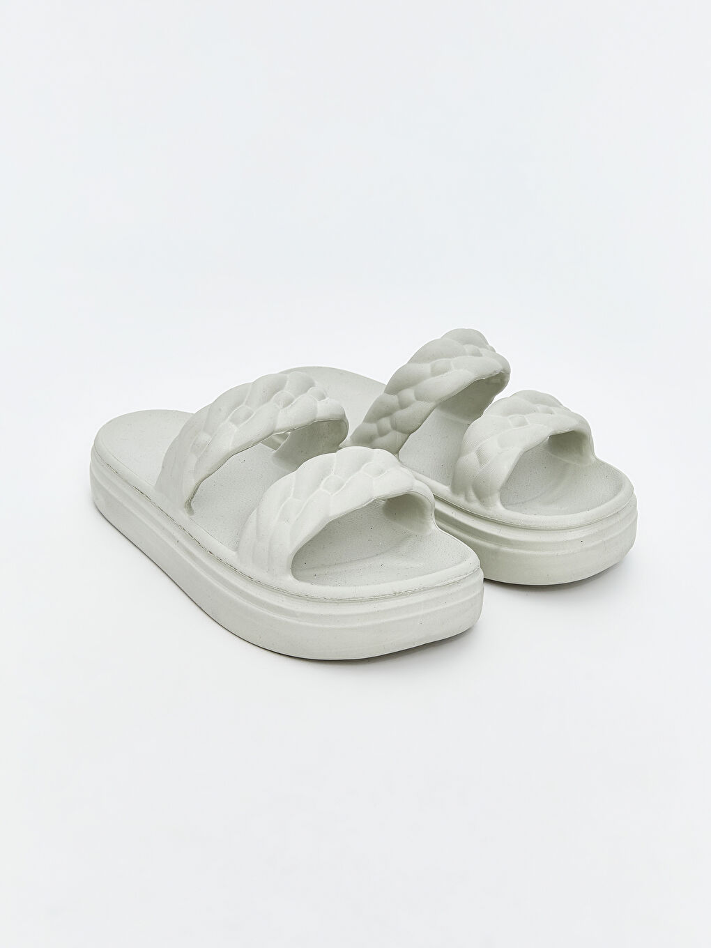 Bej Çift Bantlı Kadın Terlik