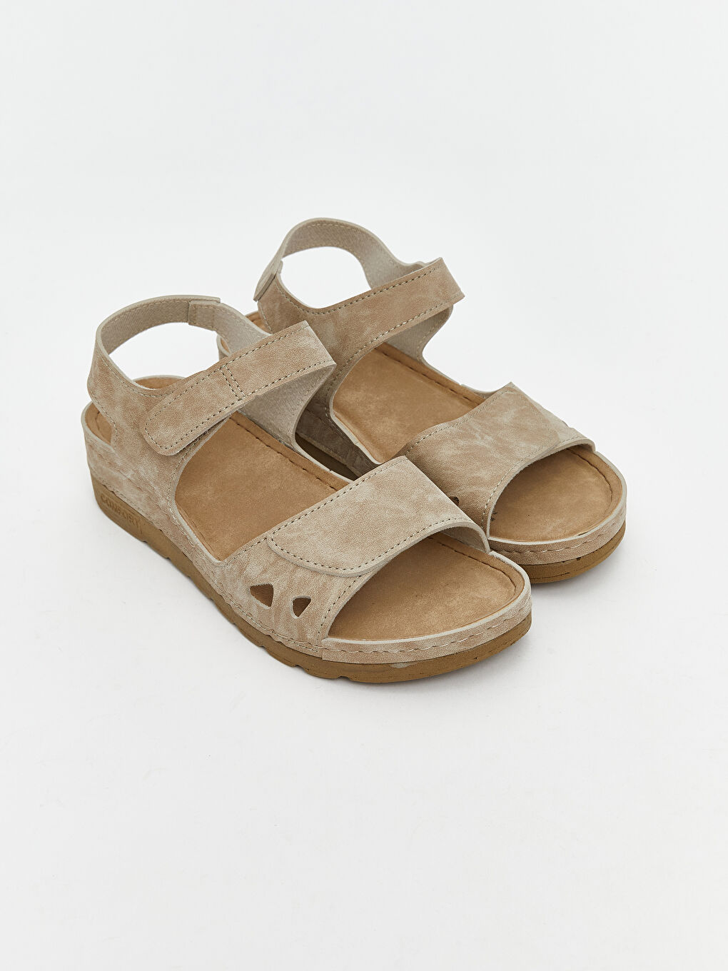 Bej Süet Görünümlü Kadın Sandalet