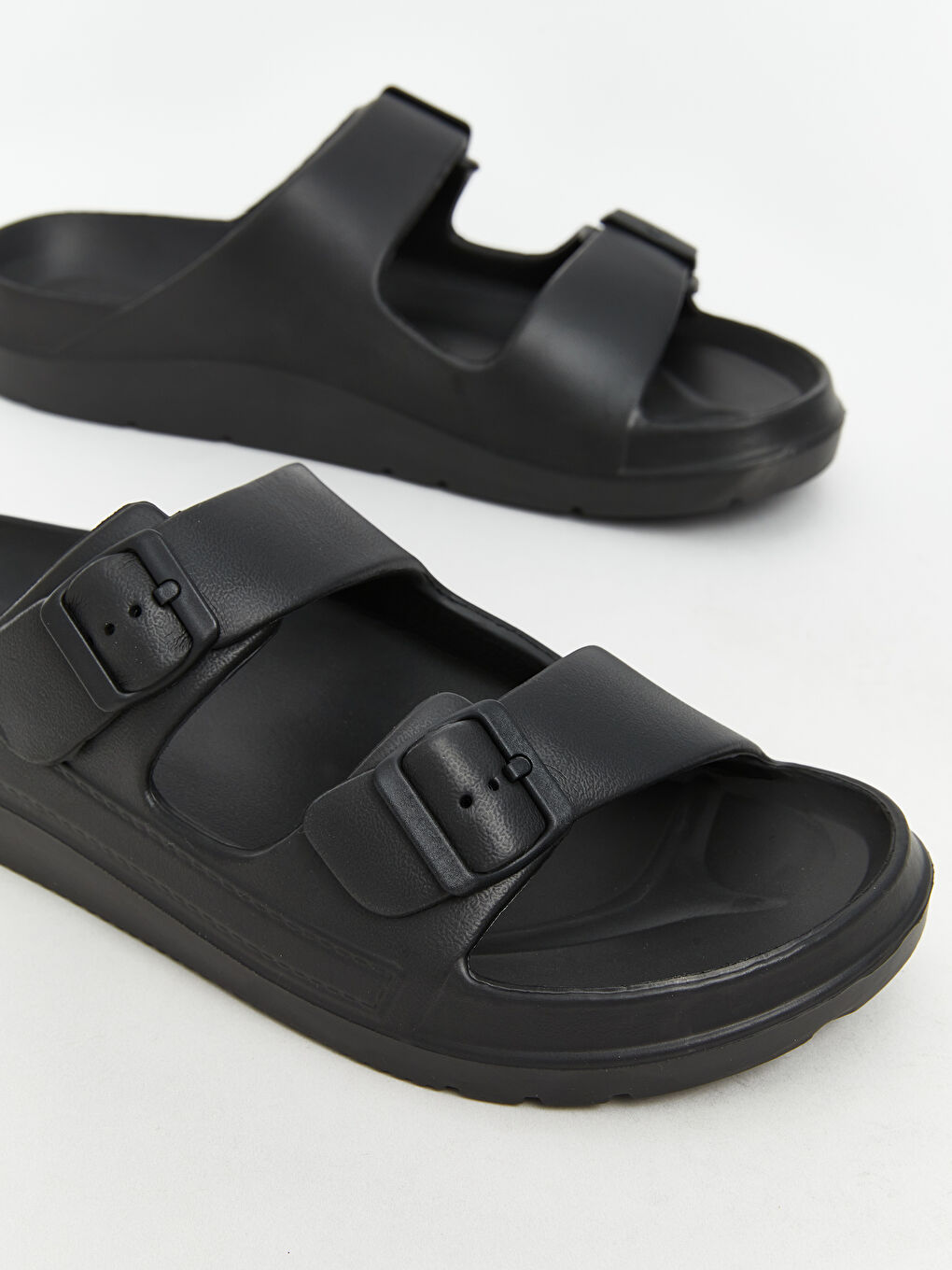 LCW STEPS Faux Leather Double Strap Men's Slippers -W5EL48Z8-CVL