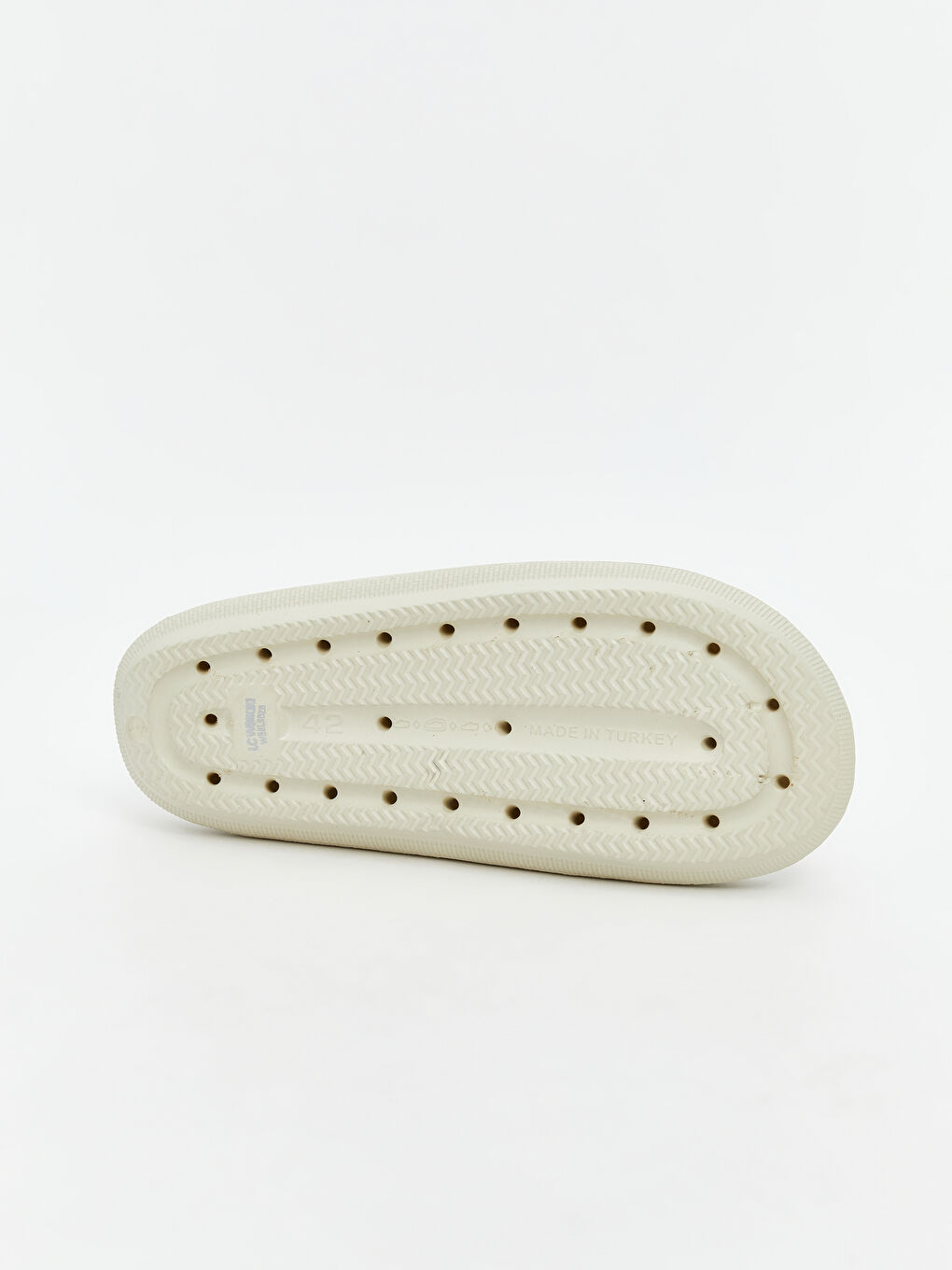 Bej Tek Bantlı Baskılı Erkek Terlik-3