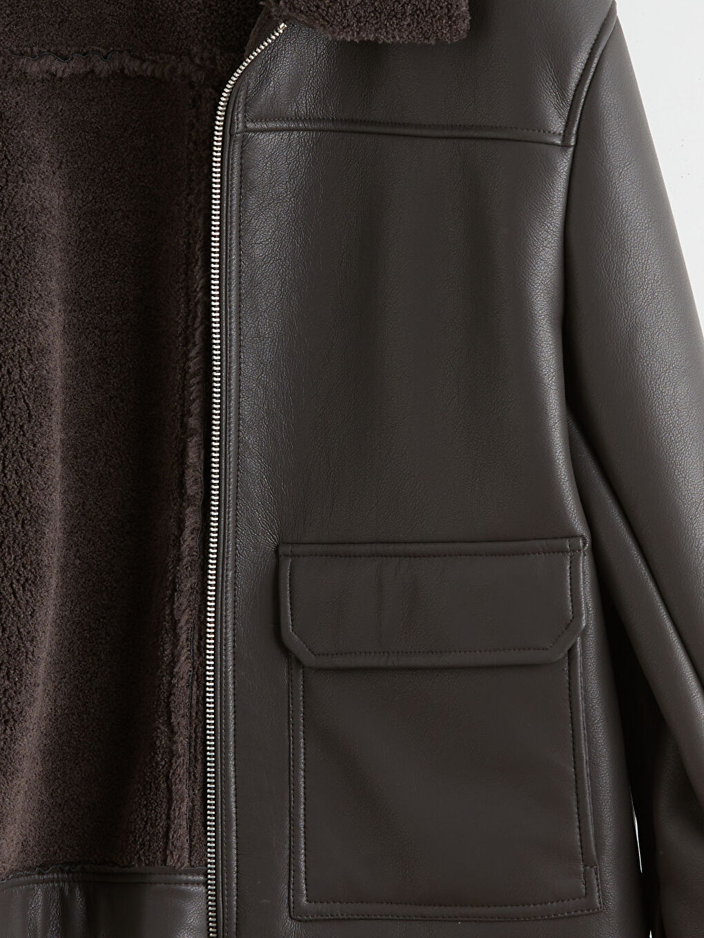 Άνδρας ΚΑΦΕ Παλτό από συνθετικό δέρμα-7