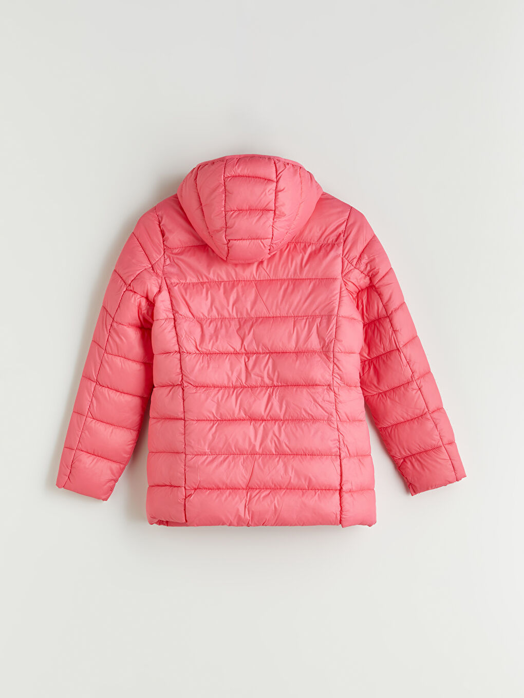 Pembe Kapüşonlu Kız Çocuk Şişme Mont-1