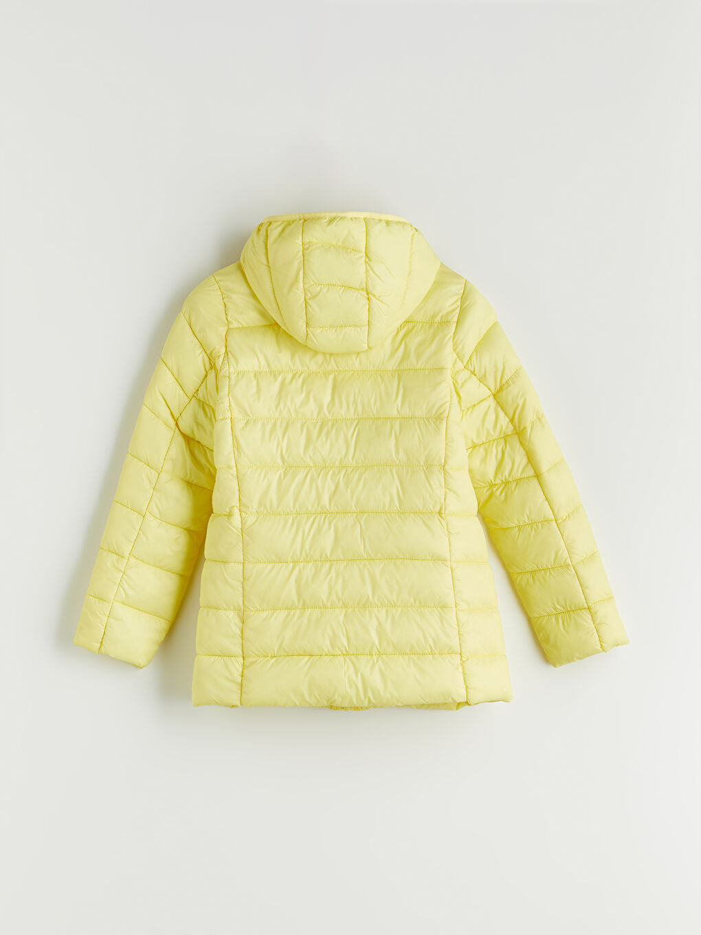 Sarı Kapüşonlu Kız Çocuk Şişme Mont-1