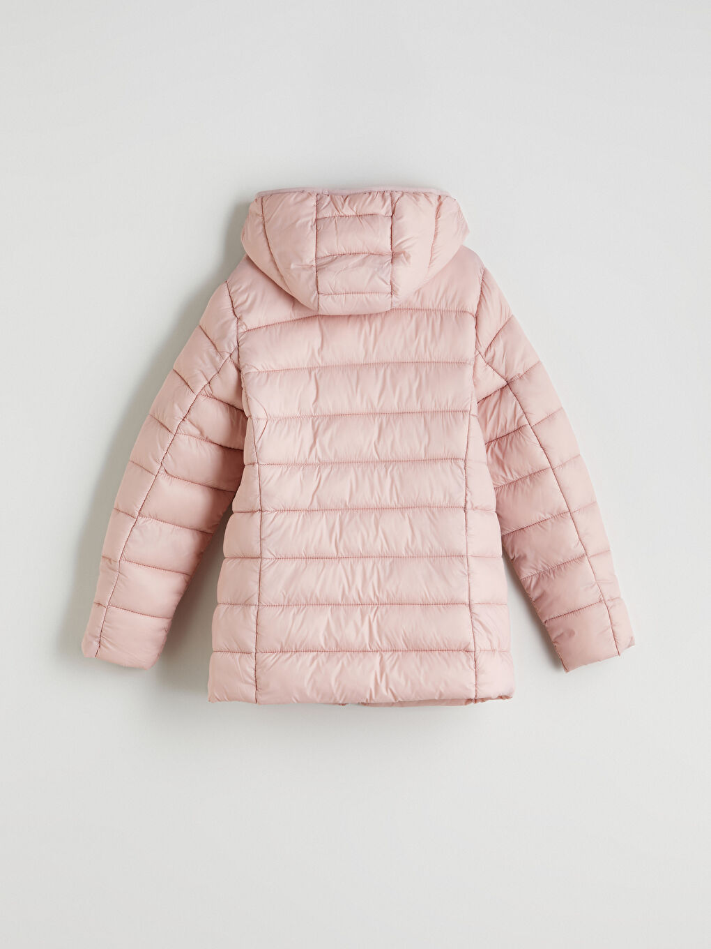 Pembe Kapüşonlu Kız Çocuk Şişme Mont-2