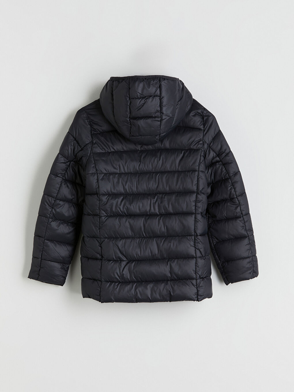 Siyah Kapüşonlu Kız Çocuk Şişme Mont-3