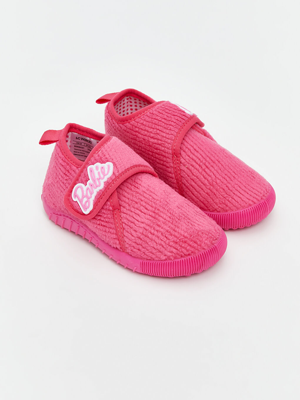 Fuşya Barbie Nakışlı Cırt Cırtlı Kız Çocuk Panduf