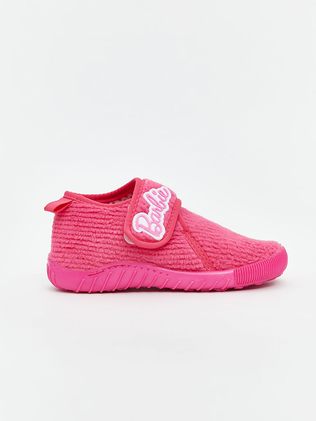 Fuşya Barbie Nakışlı Cırt Cırtlı Kız Çocuk Panduf-1