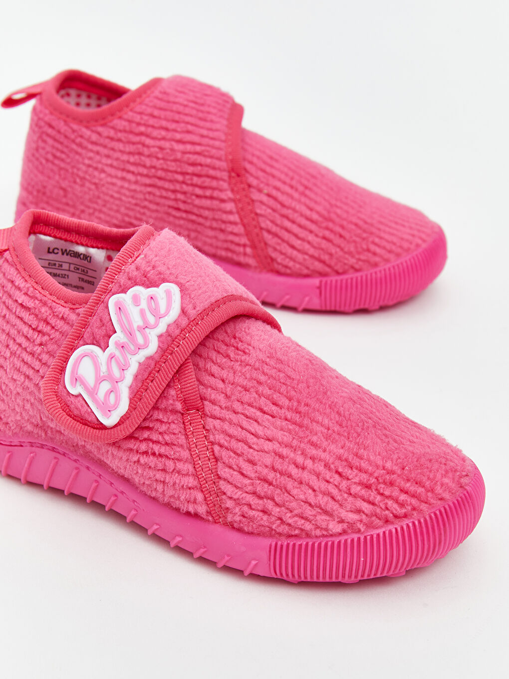 Fuşya Barbie Nakışlı Cırt Cırtlı Kız Çocuk Panduf-2