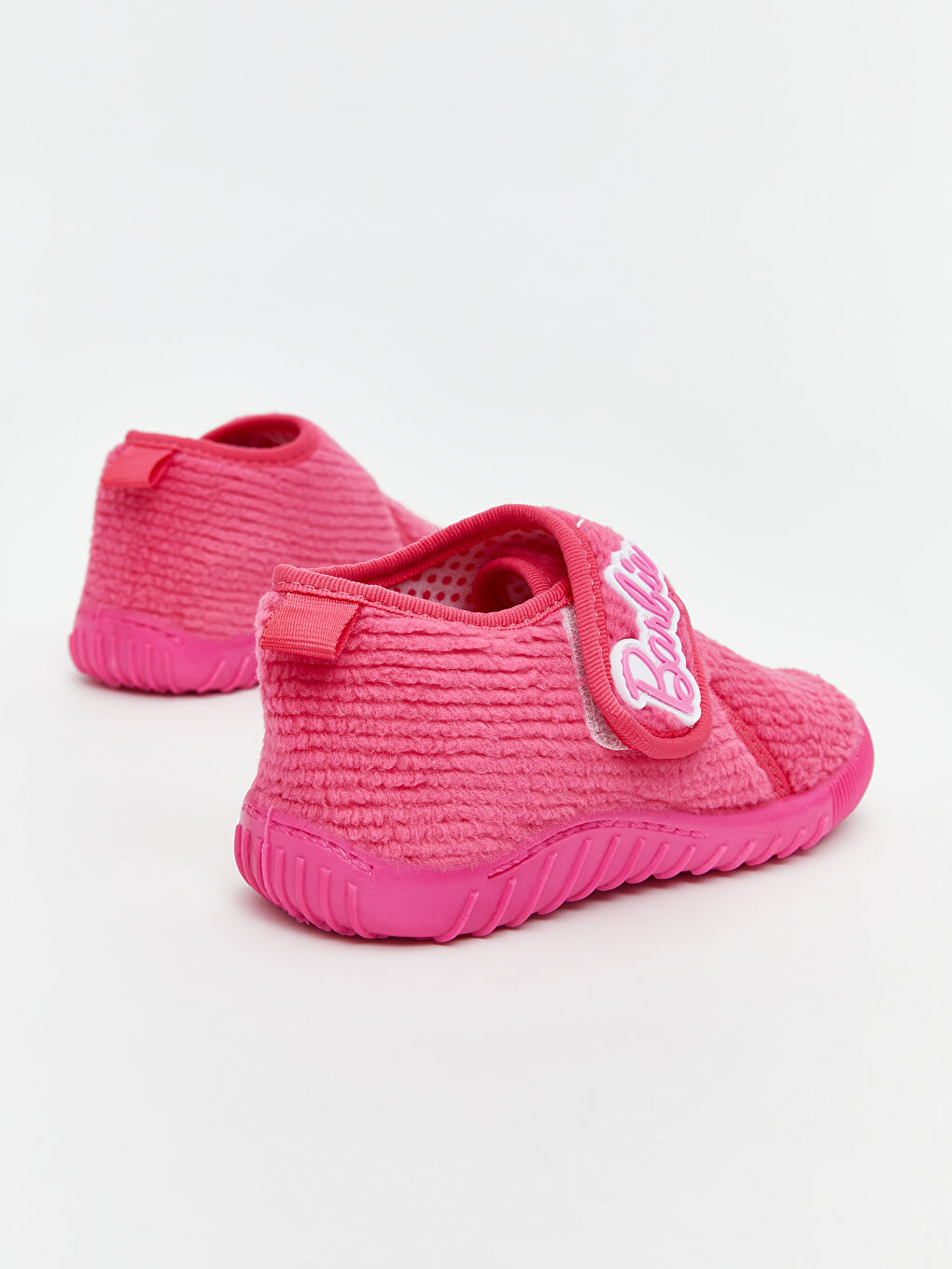 Fuşya Barbie Nakışlı Cırt Cırtlı Kız Çocuk Panduf-4