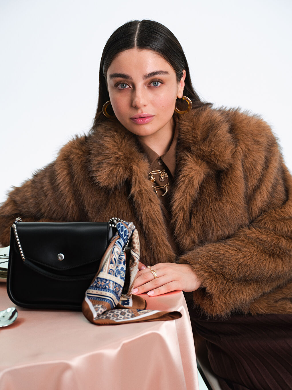 Collared Neck Women's Fur Coat