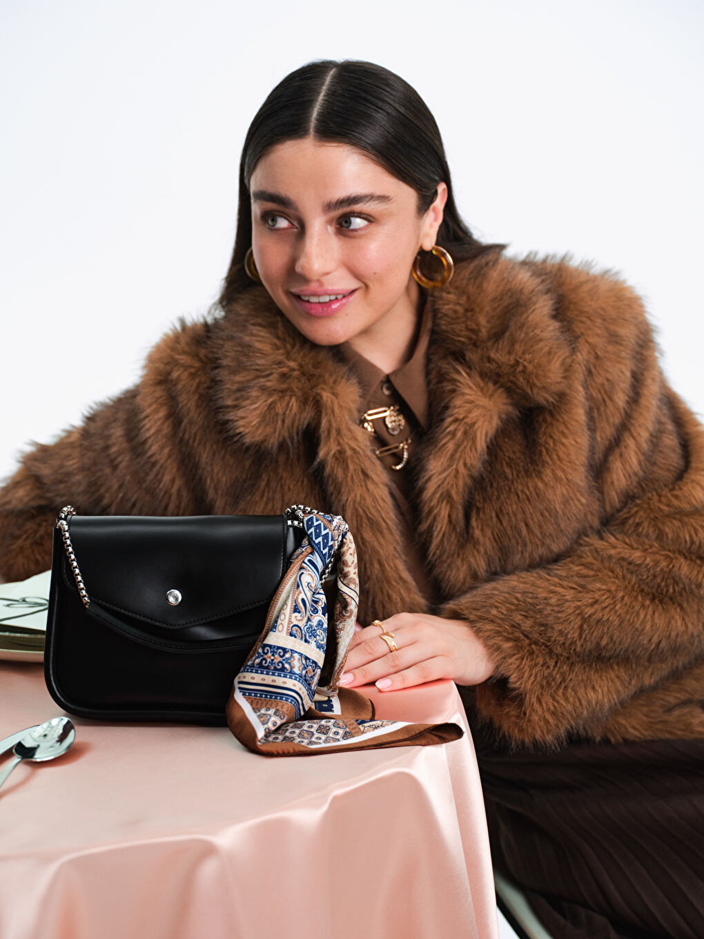 Collared Neck Women's Fur Coat-1