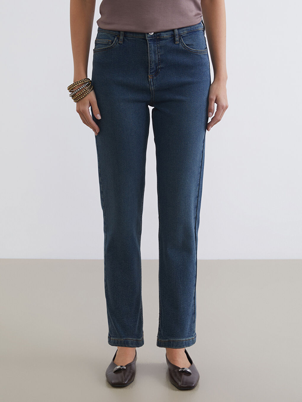 İndigo Slim Fit Kadın Jean Pantolon-1