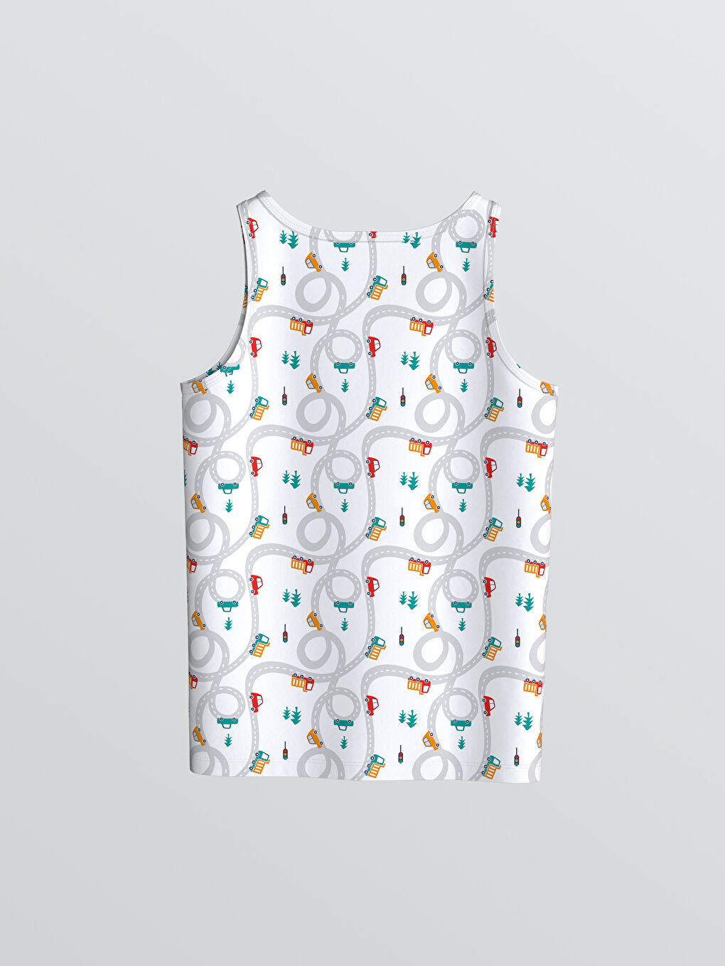 Beyaz Bisiklet Yaka Baskılı Erkek Çocuk Atlet-1