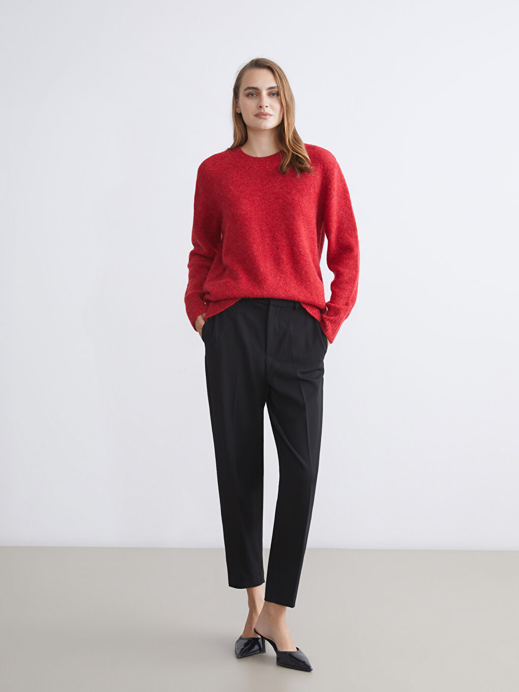 Bisiklet Yaka Kadın Triko Kazak-1