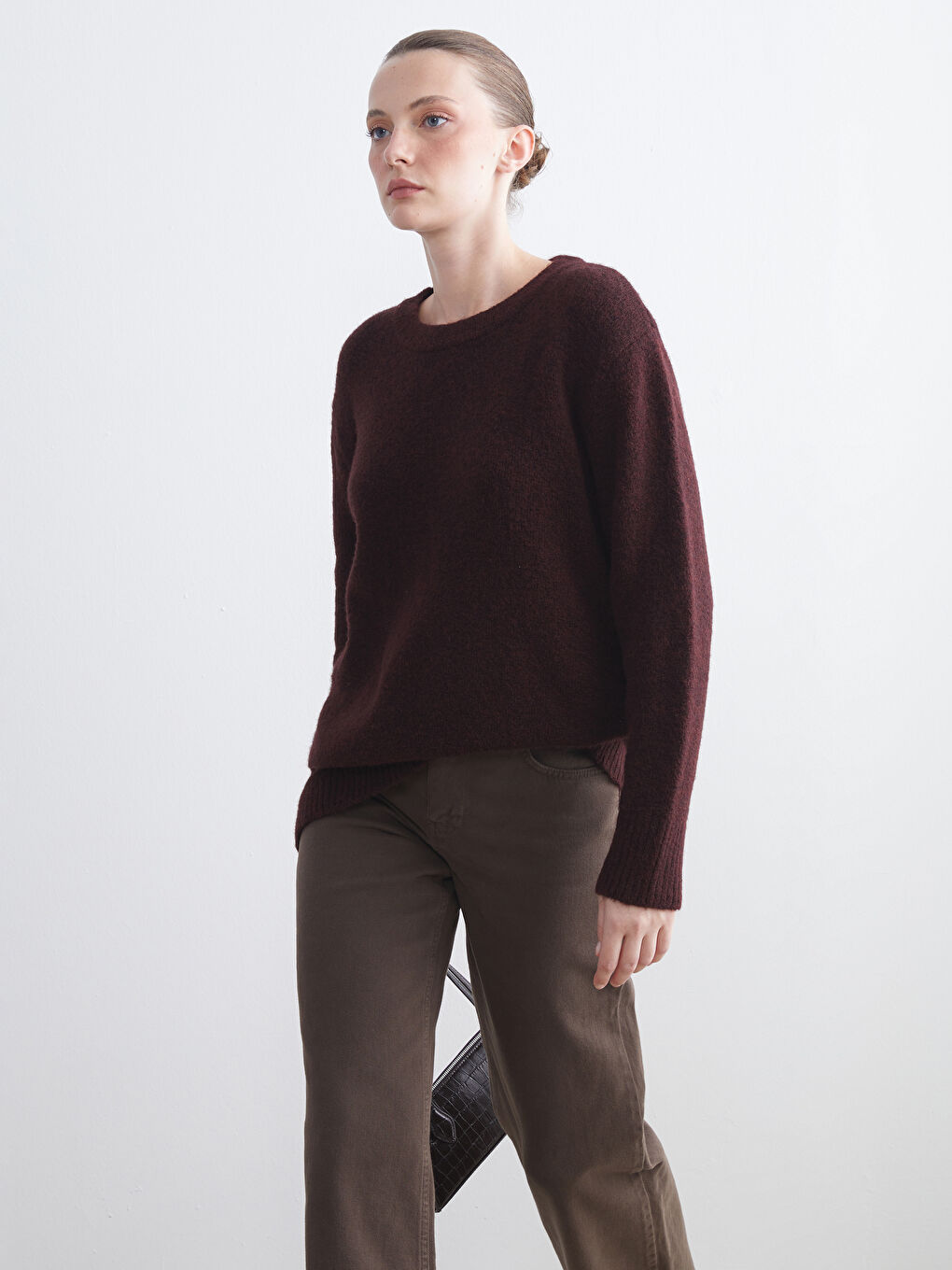 Bisiklet Yaka Kadın Triko Kazak