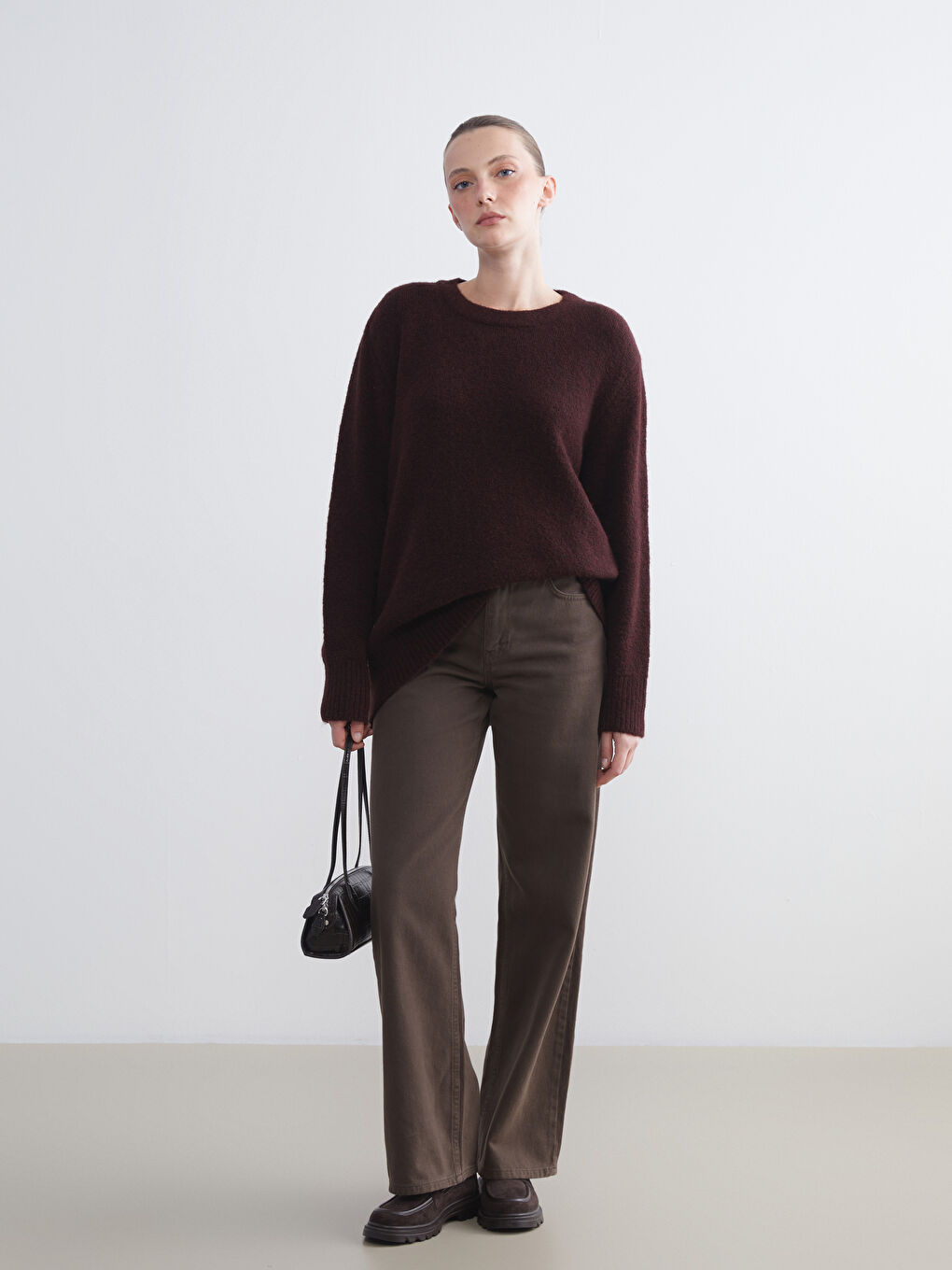 Bisiklet Yaka Kadın Triko Kazak-1