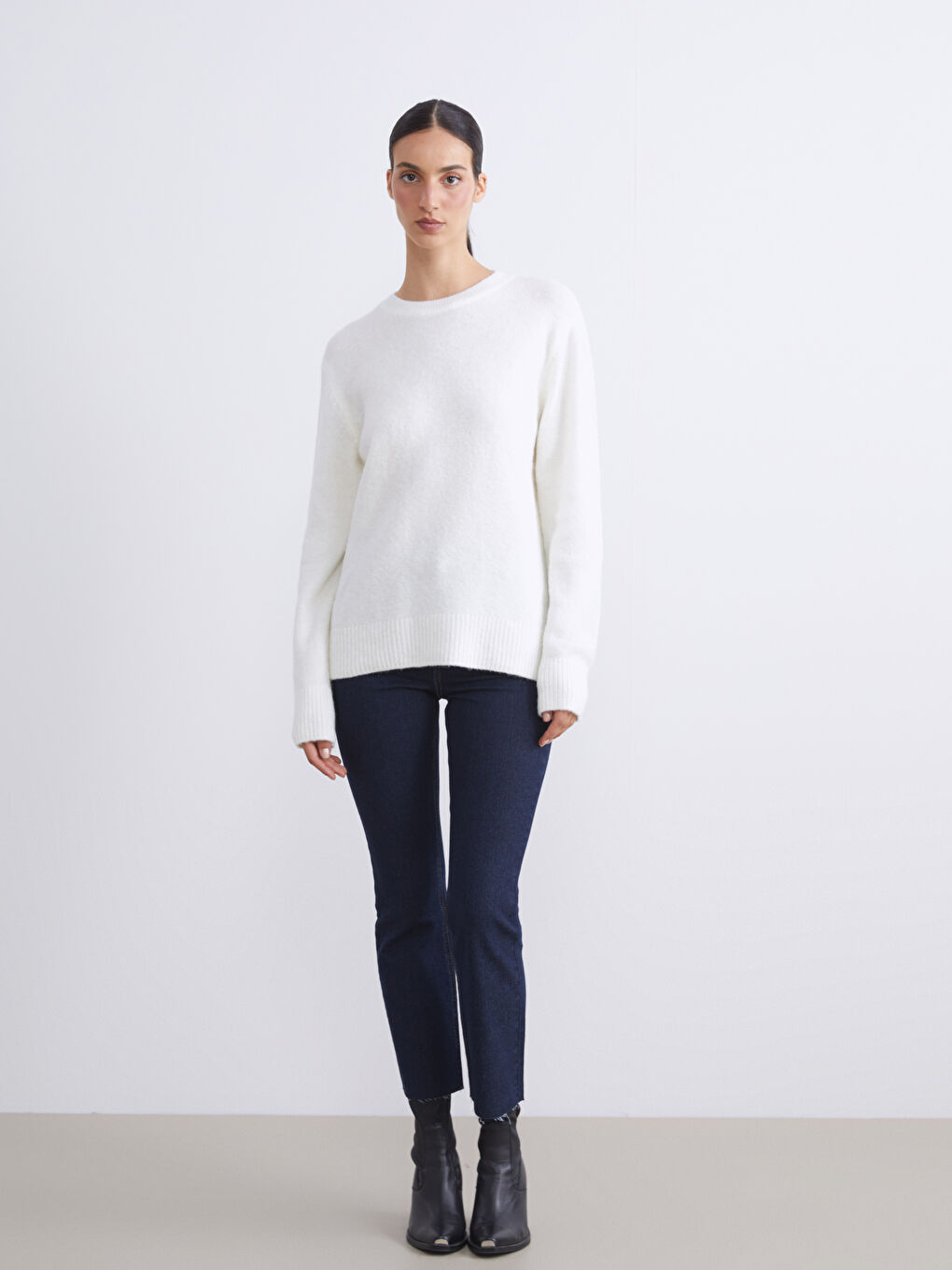 Bisiklet Yaka Kadın Triko Kazak-1