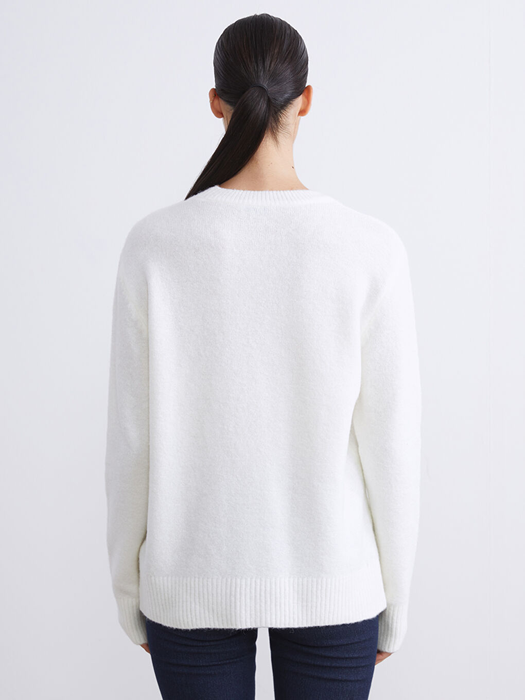 Bisiklet Yaka Kadın Triko Kazak-3