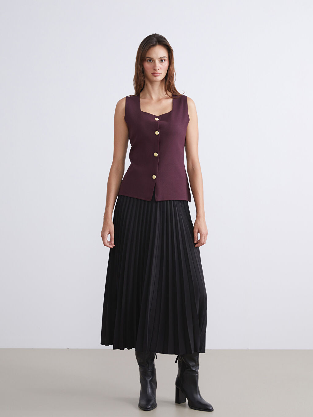 LCWAIKIKI Classic Woman BORDEAUX Waistcoat -W5EM71Z8-CWK