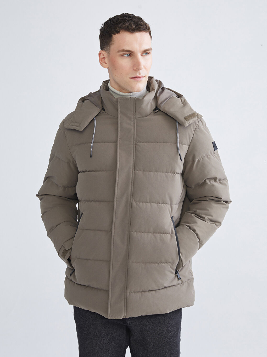 Kahverengi Standart Kalıp Erkek Şişme Mont