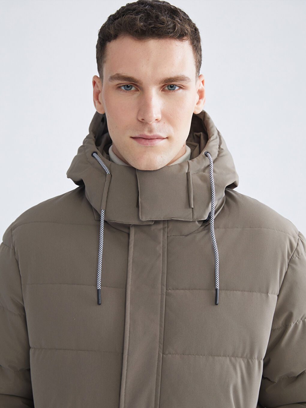 Kahverengi Standart Kalıp Erkek Şişme Mont-3