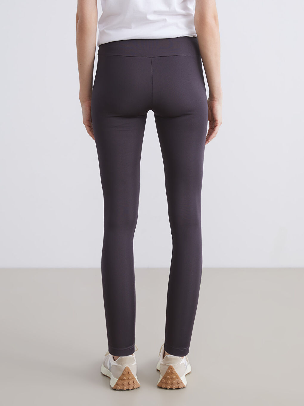 Antrasit Beli Lastikli Kadın Tayt-3