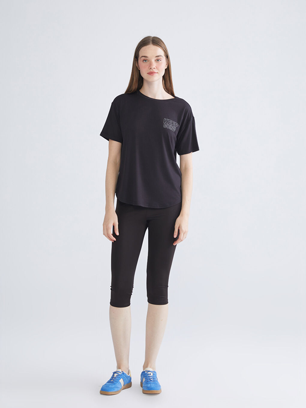 Siyah Beli Lastikli Kadın Tayt