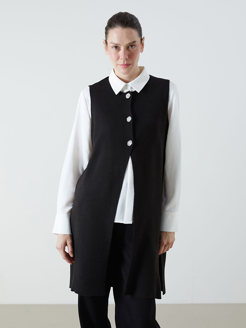LCW Grace Crew Neck Women's Knitwear Waistcoat -W5EM81Z8-CVL