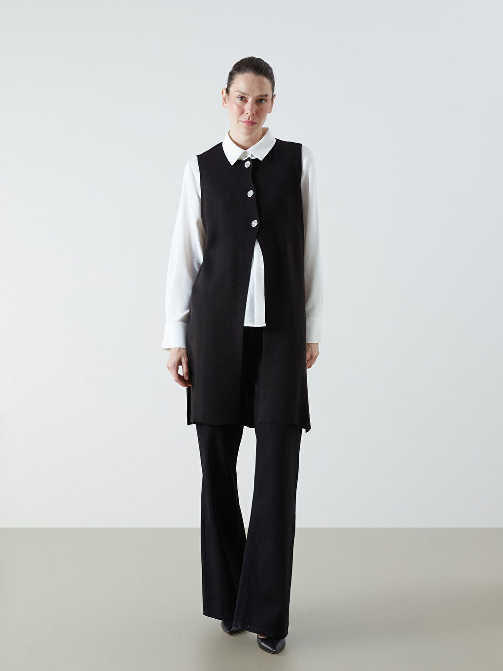 LCW Grace Crew Neck Women's Knitwear Waistcoat -W5EM81Z8-CVL
