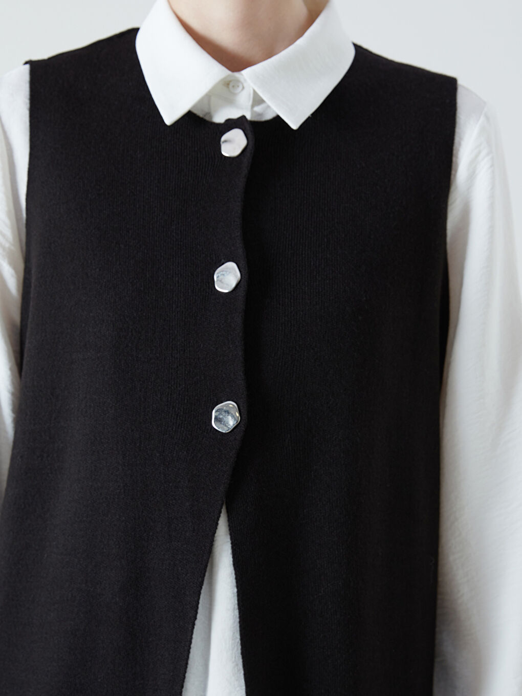 LCW Grace Crew Neck Women's Knitwear Waistcoat -W5EM81Z8-CVL