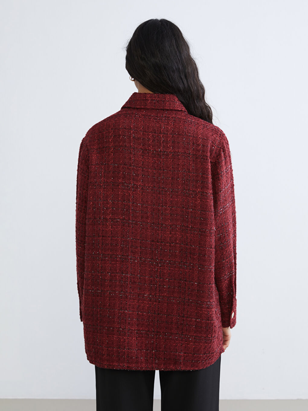 Plaid Women's Tweed Shirt Tunic-3