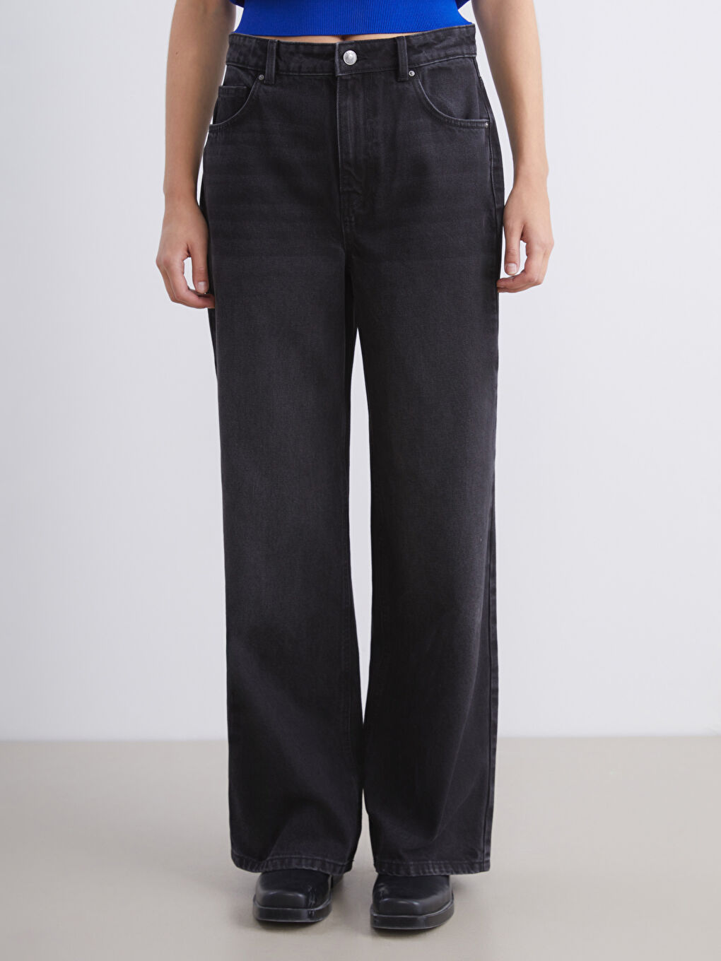 әйелдерге арналған кең балақ джинс шалбар-1