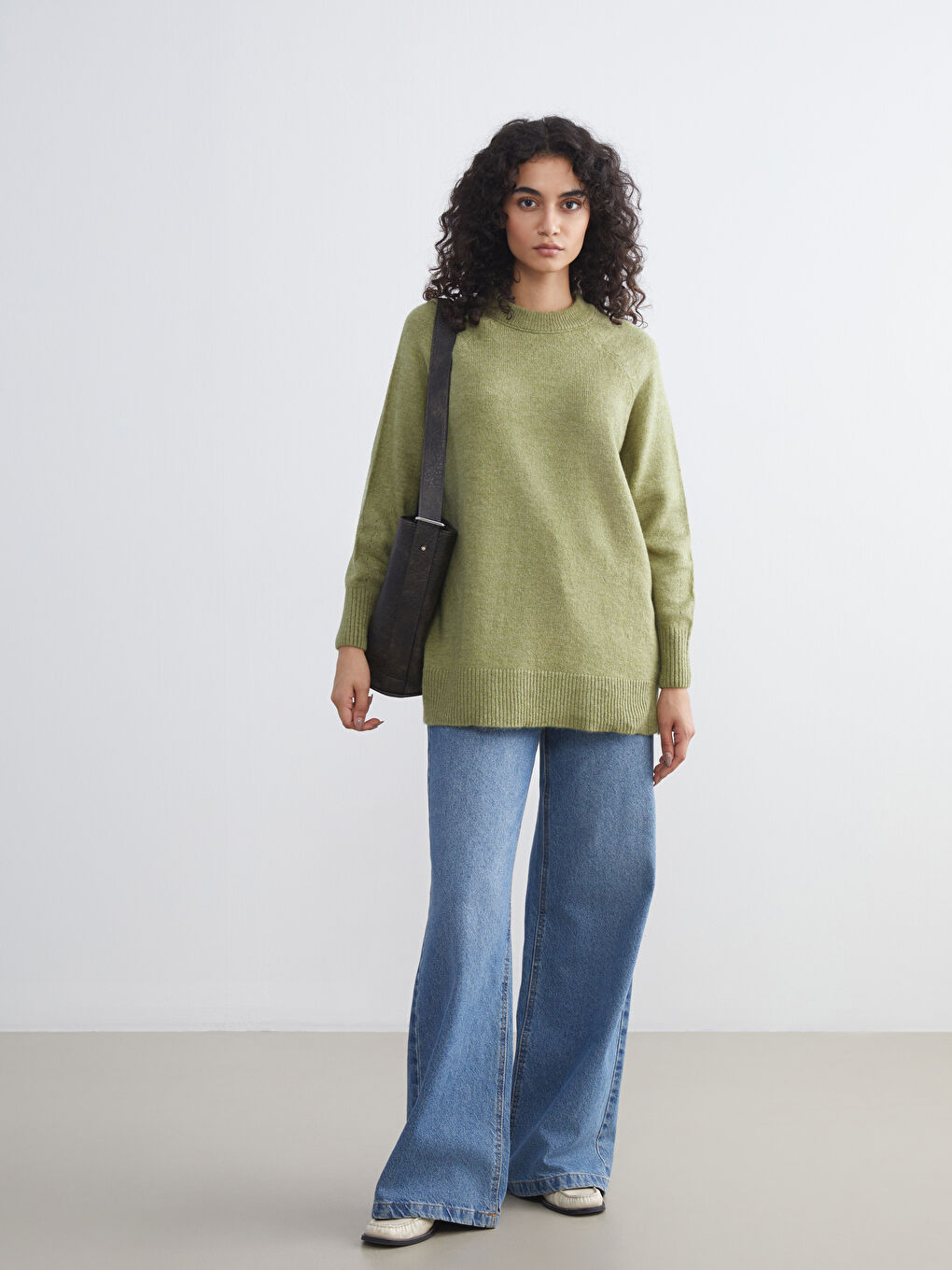 تونیكی تریکۆی ئۆڤەرسایزی یاخەخڕی ژنان-1