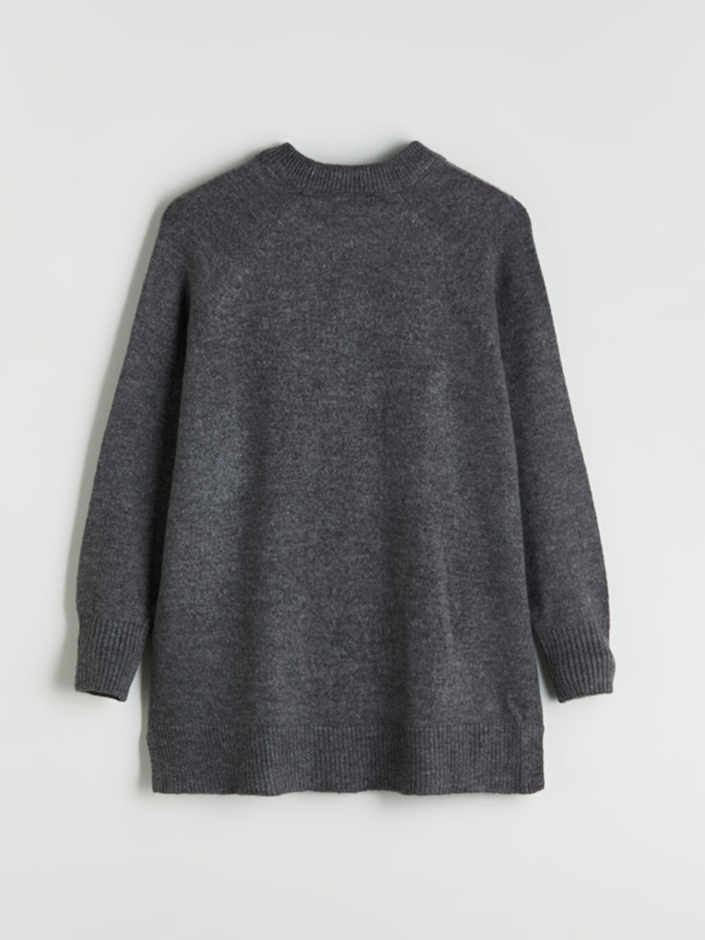 Gri Bisiklet Yaka Oversize Kadın Triko Tunik-5