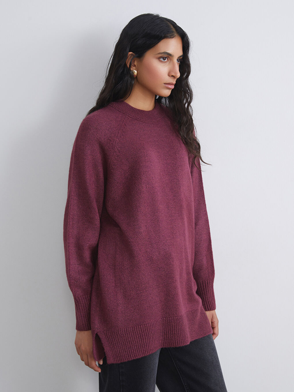 تونیكی تریکۆی ئۆڤەرسایزی یاخەخڕی ژنان