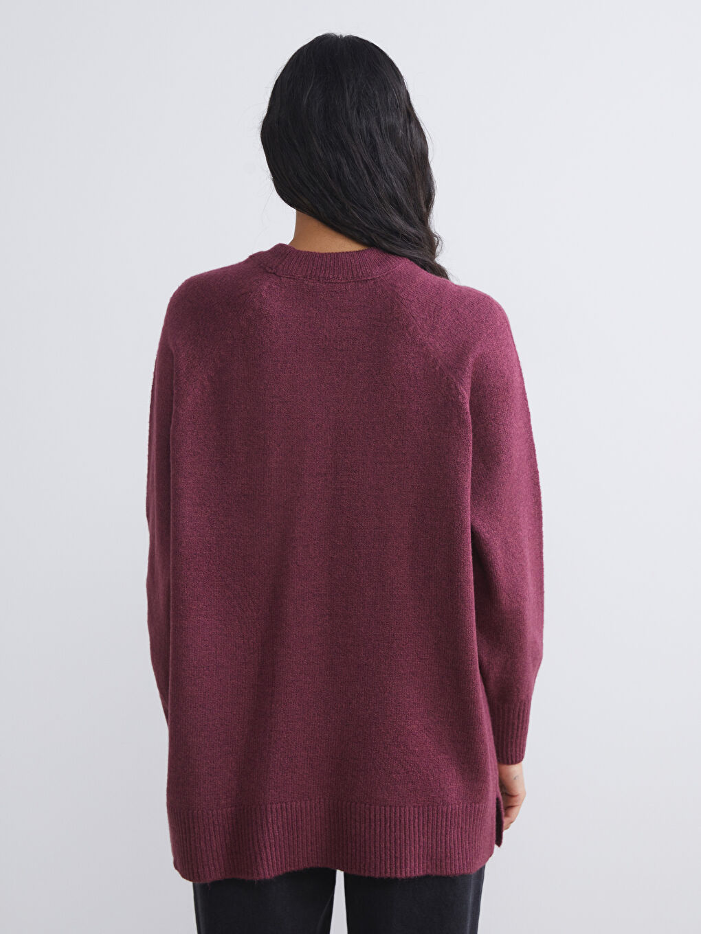 تونیكی تریکۆی ئۆڤەرسایزی یاخەخڕی ژنان-3