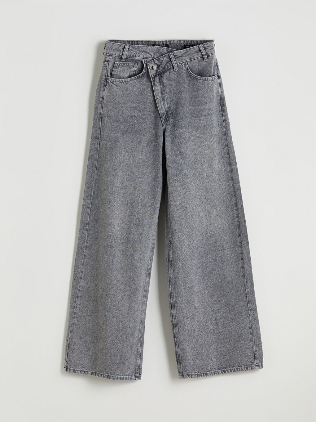 Gri Wideleg Kadın Jean Pantolon-4