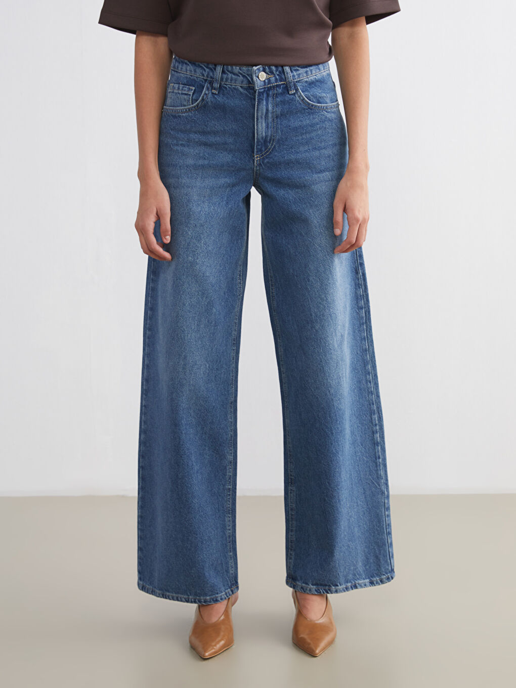 İndigo Wideleg Kadın Jean Pantolon-1