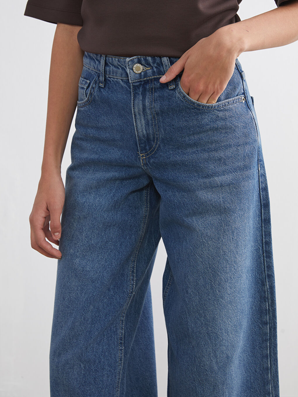 İndigo Wideleg Kadın Jean Pantolon-2