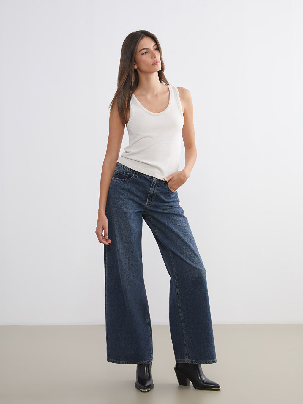 İndigo Wideleg Kadın Jean Pantolon