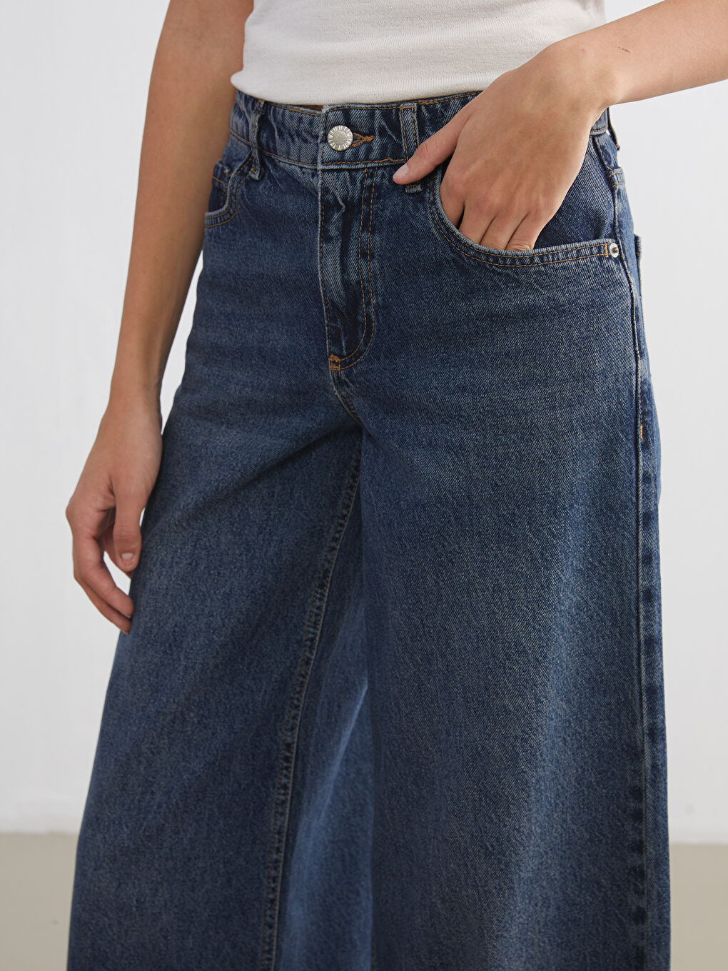 İndigo Wideleg Kadın Jean Pantolon-2
