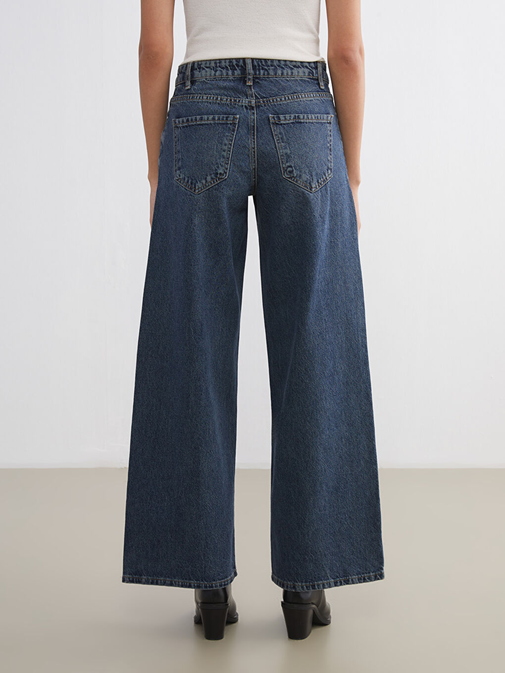 İndigo Wideleg Kadın Jean Pantolon-3