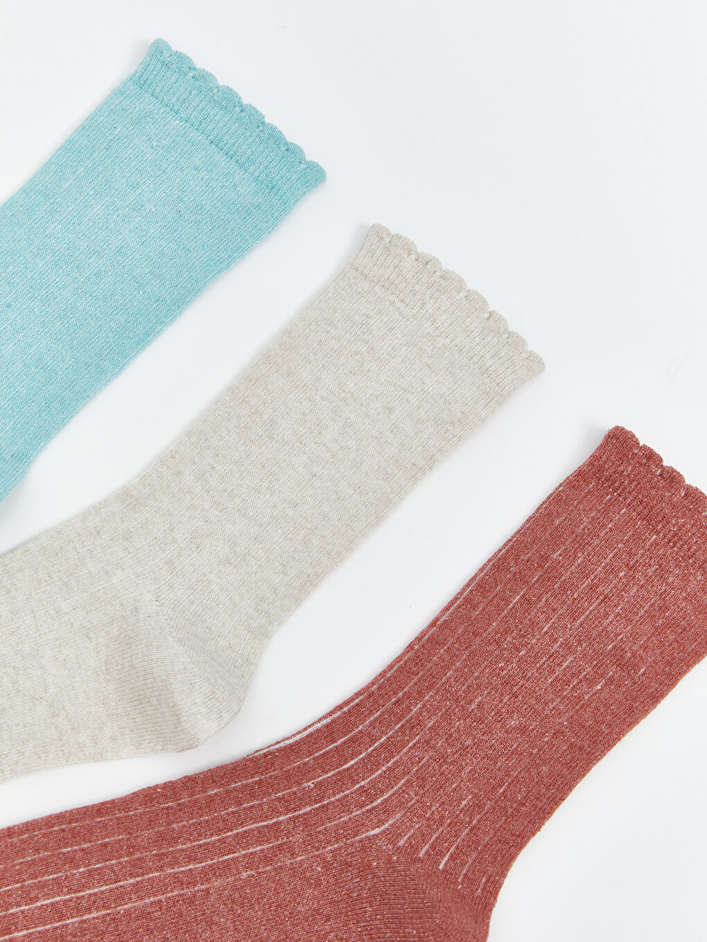 Haki Kadın Düz Soket Çorap 3'lü-1